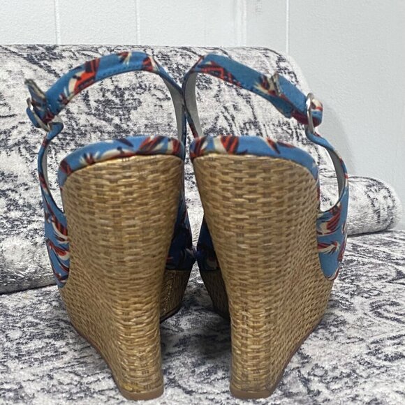 Audrey Brooke NAOMI Slingback Wedges in Blue Size 8 - Picture 5 of 8